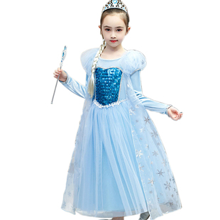 爱莎冰雪奇缘公主裙2秋装新女童爱沙艾沙连衣裙正版艾莎儿童衣服