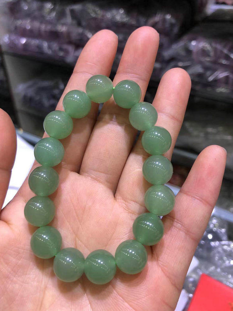 东陵玉手链_12mm东陵玉圆珠手链天然玉石手串手持主珠古风饰品diy礼物