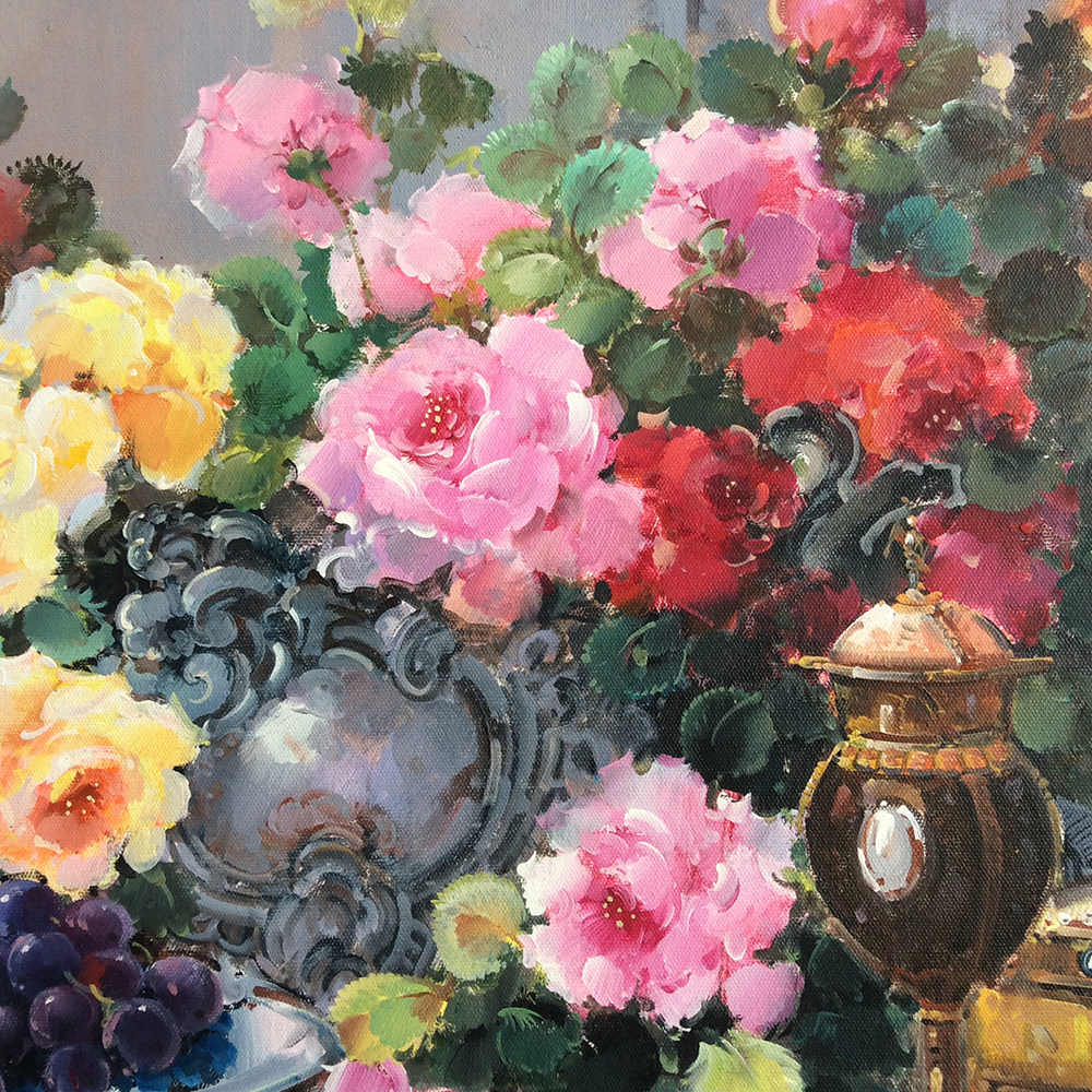 钟婷《花果飘香》布面油画