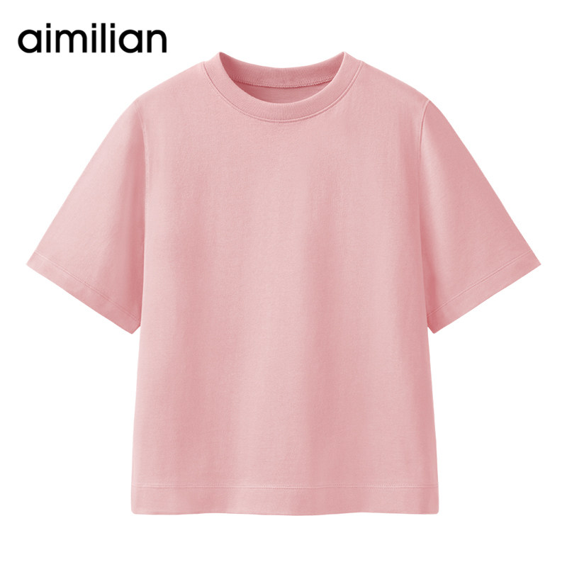 粉色t恤女纯色