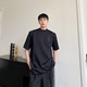 夏季半高领短袖T恤男小众刺绣设计感简约韩版网红重磅垫肩半袖t恤