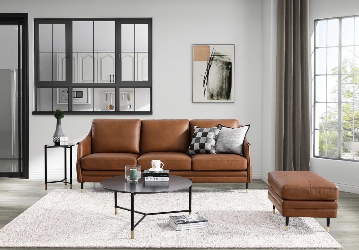 ashley爱室丽美式真皮沙发三人位轻奢客厅小户型皮艺沙发u69000