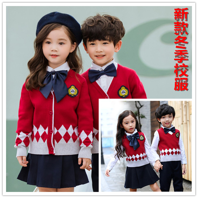 儿童合唱服幼儿园园服中小学生诗朗诵演出服装英伦风针织校服套装