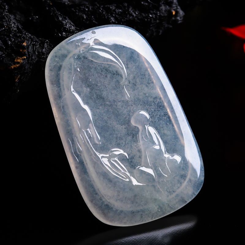 【实物已检】天然翡翠a货冰种悟道无相佛吊坠18.96g