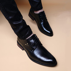 男士布洛克英伦韩版潮流尖头系带内增高6cm皮鞋青年真皮休闲男鞋