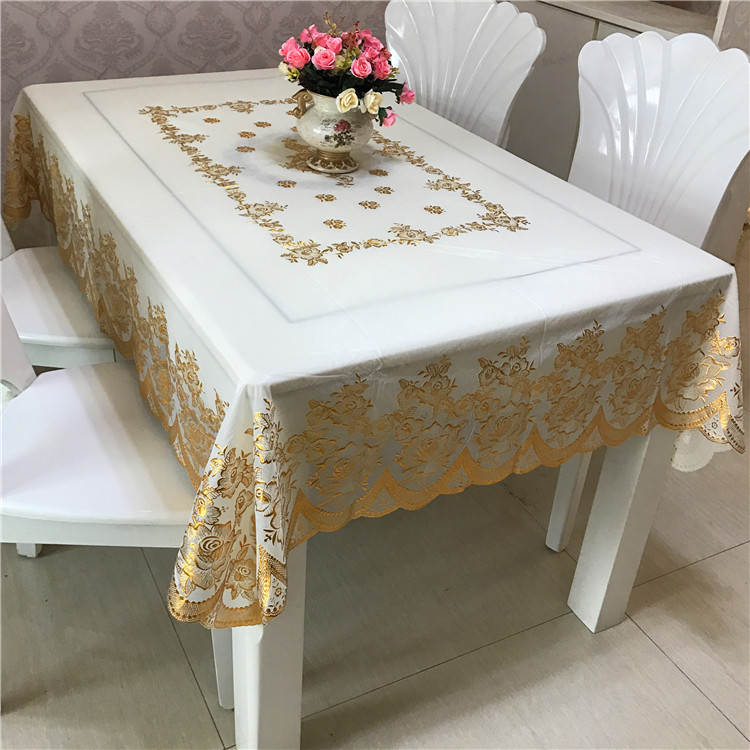 欧式茶几台布餐桌布烫金PVC桌垫长