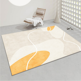 北欧现代简约PVC客厅地毯可擦洗轻奢奶油风地垫pu几何卧室床边毯