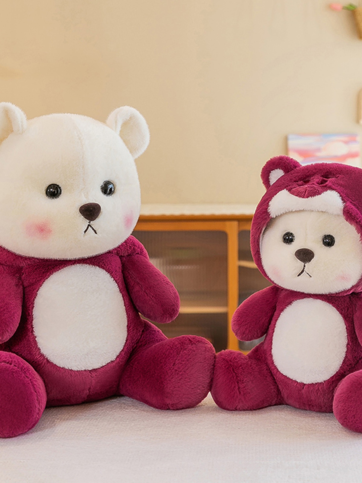 丽娜小熊玩偶变身草莓熊丽娜熊毛绒玩具抱枕情人节礼物可爱熊公仔