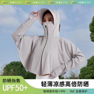 防晒衣女款夏季2024新款冰丝紫外线短款开车骑行连帽upf50防晒服