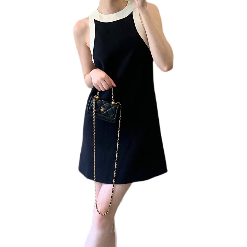 直角肩赫本风经典连衣裙 连体裤