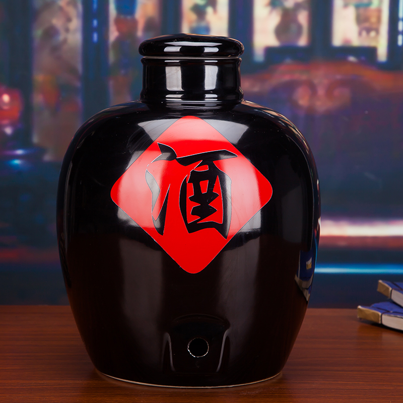 景德镇陶瓷酒坛10斤20斤30斤50斤带龙头泡酒坛子酒缸酒瓶密封罐白