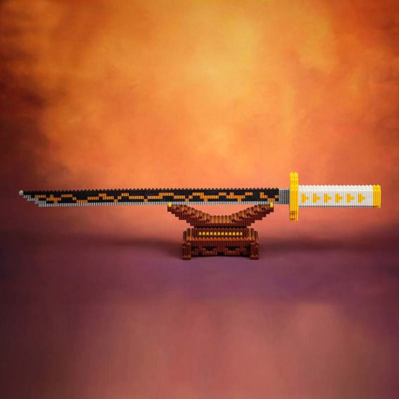 linkgo小颗粒拼插积木兼容乐高鬼灭之刃刀剑模型蛋糕拼图学生礼物