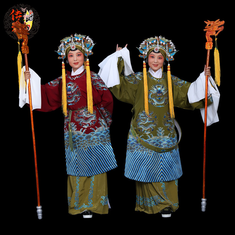 绉料老旦蟒 戏曲戏剧京豫剧古装蟒袍佘太君戏服 打龙袍国太后服装