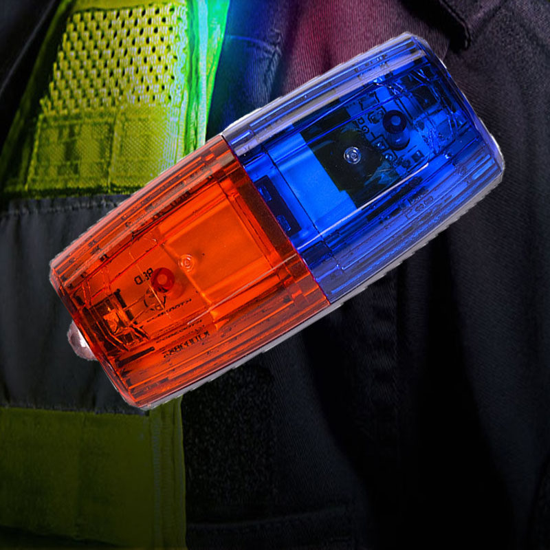 红蓝led保安夜间巡逻执勤爆闪肩灯夜跑小夜灯警示灯充电式2个装