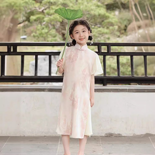 女童旗袍夏季薄款复古改良小女孩新中式汉服连衣裙儿童中国风唐装