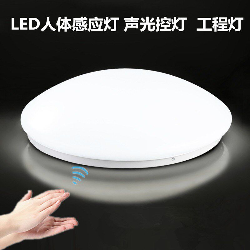 led声光控楼道照明灯廊道人体感应灯家用阳台圆形吸顶灯玄关灯具