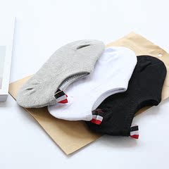 男短袜四季男士船袜纯色短袜隐形浅口防臭袜黑白灰三色 三双装潮