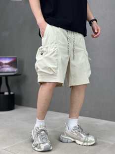工装风短裤男士流行新款纯色宽松裤子青年夏季薄款百搭休闲五分裤