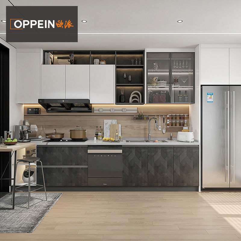 欧派整体橱柜定制石英石台面定做家用简约简易厨房橱柜灶台柜装修