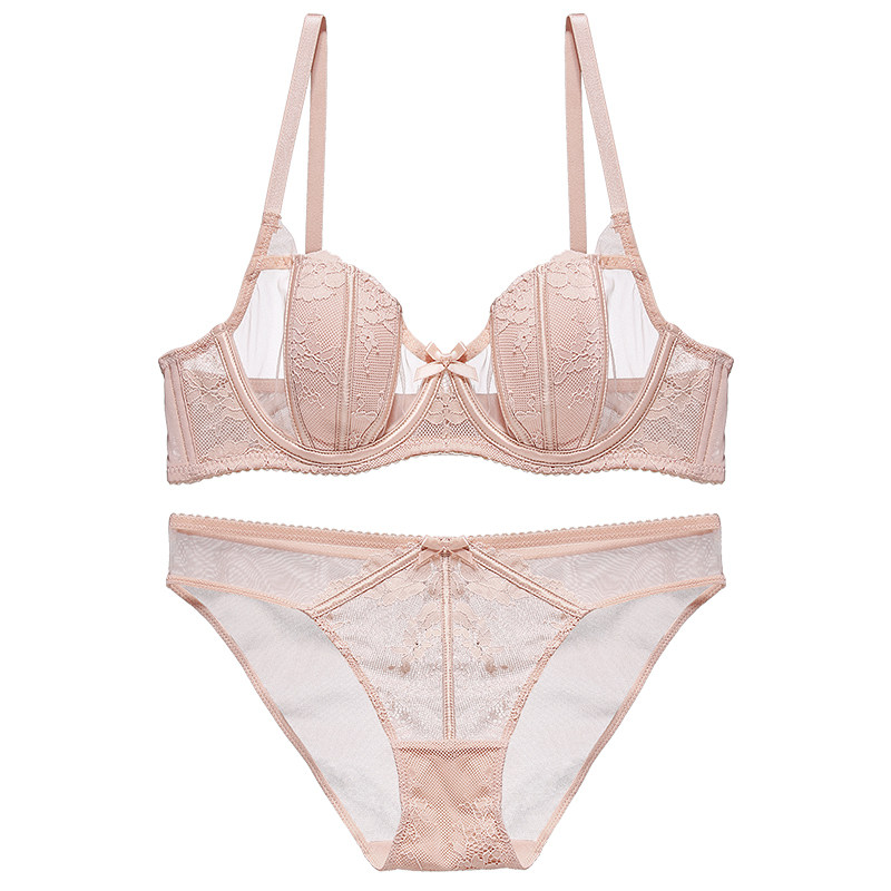 维密哆性感蕾丝兔耳朵内衣女超薄款大胸显小有钢圈防下垂文胸套装