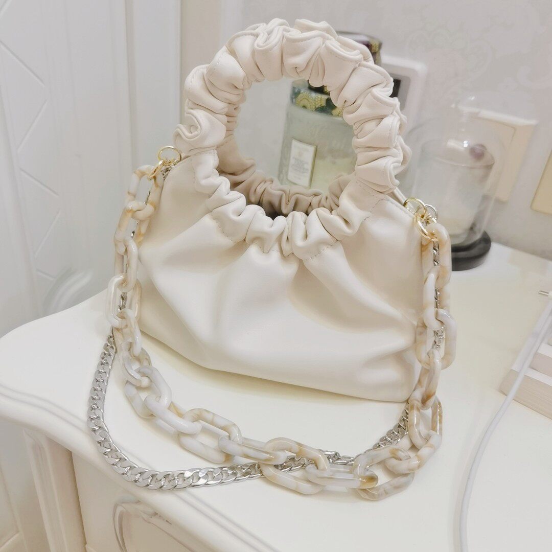 verafied正品欧美ins博主小红书牛皮云朵包单肩斜挎链条真皮女包