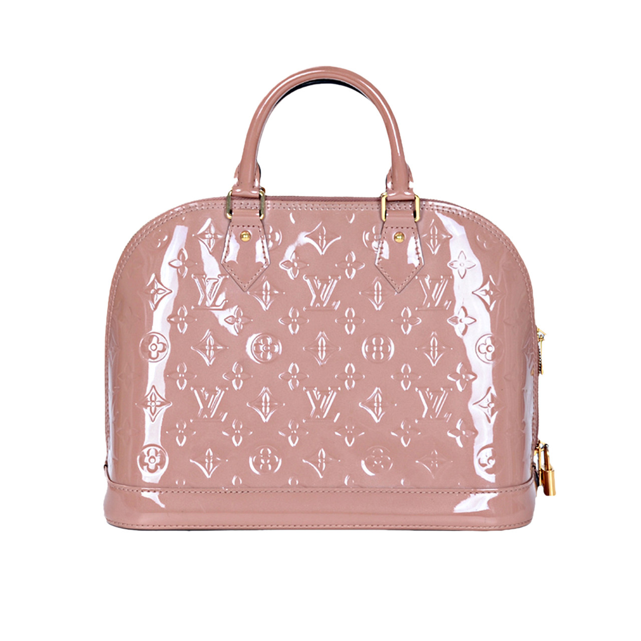 [即刻拍][9.5新]路易威登/lv漆皮芭比粉小号女士手提包