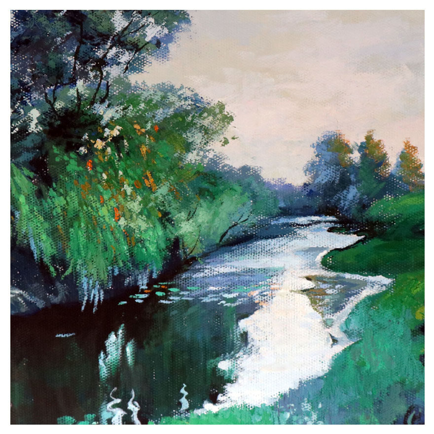 王有东《河流》 原创纸本水粉作品