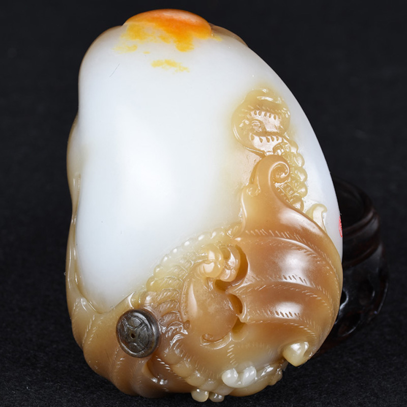 省级玉雕大师崔照乐作品 和田玉白玉 国泰民安挂件229.69g