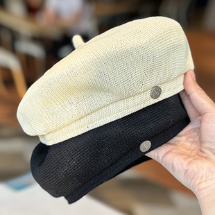 夏季轻薄透气贝雷帽镂空针织画家帽子女生日系气质百搭遮阳蓓蕾帽