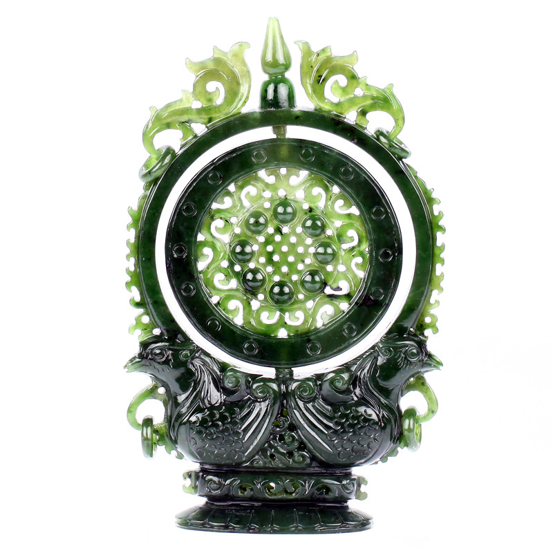 [源头好货-镇平]【稀有藏品】和田玉碧玉时来运转摆件243.41g