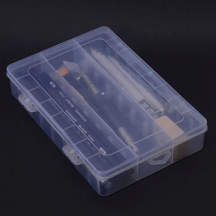 美术铅笔盒双层透明学生素描画笔工具箱画箱多功能五金工具箱