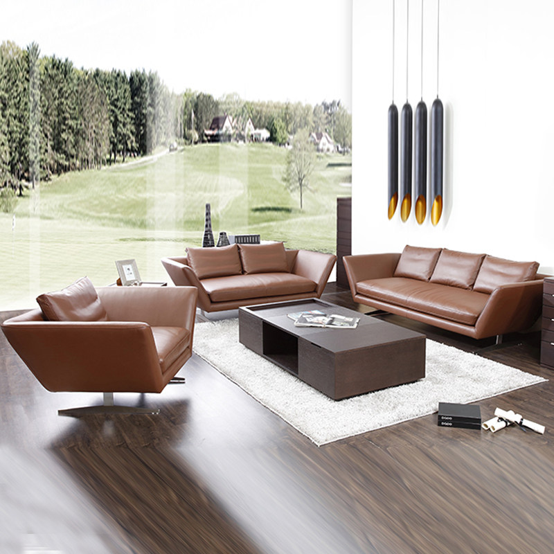 pusu普术家具瑞特沙发组合楷模客厅意式极简现代小户型皮艺不锈钢