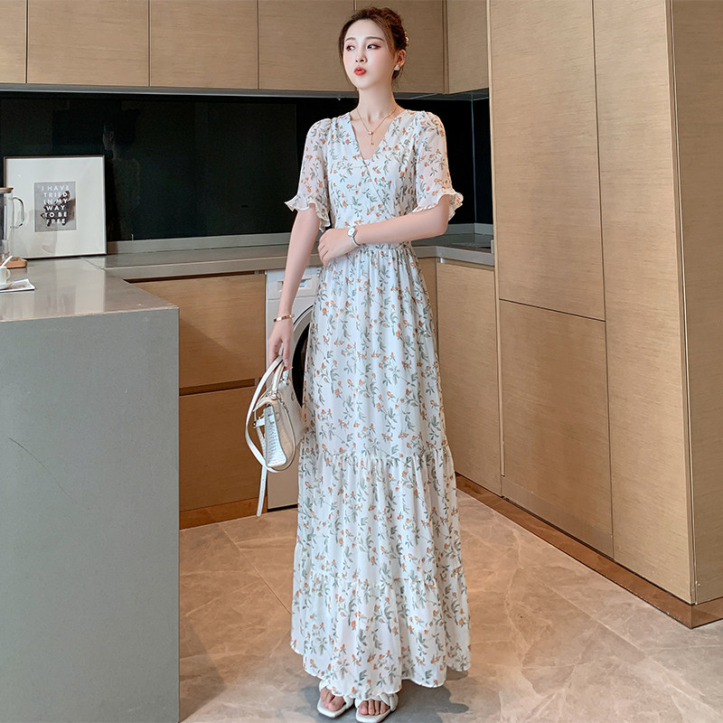 春夏棉绸超长睡裙大码胖m240斤短袖加长款连衣裙人造棉睡袍已售5￥47