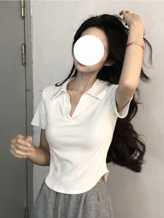 然然高个子女装高级感法式短款上衣175女生穿搭气质短袖t恤夏季