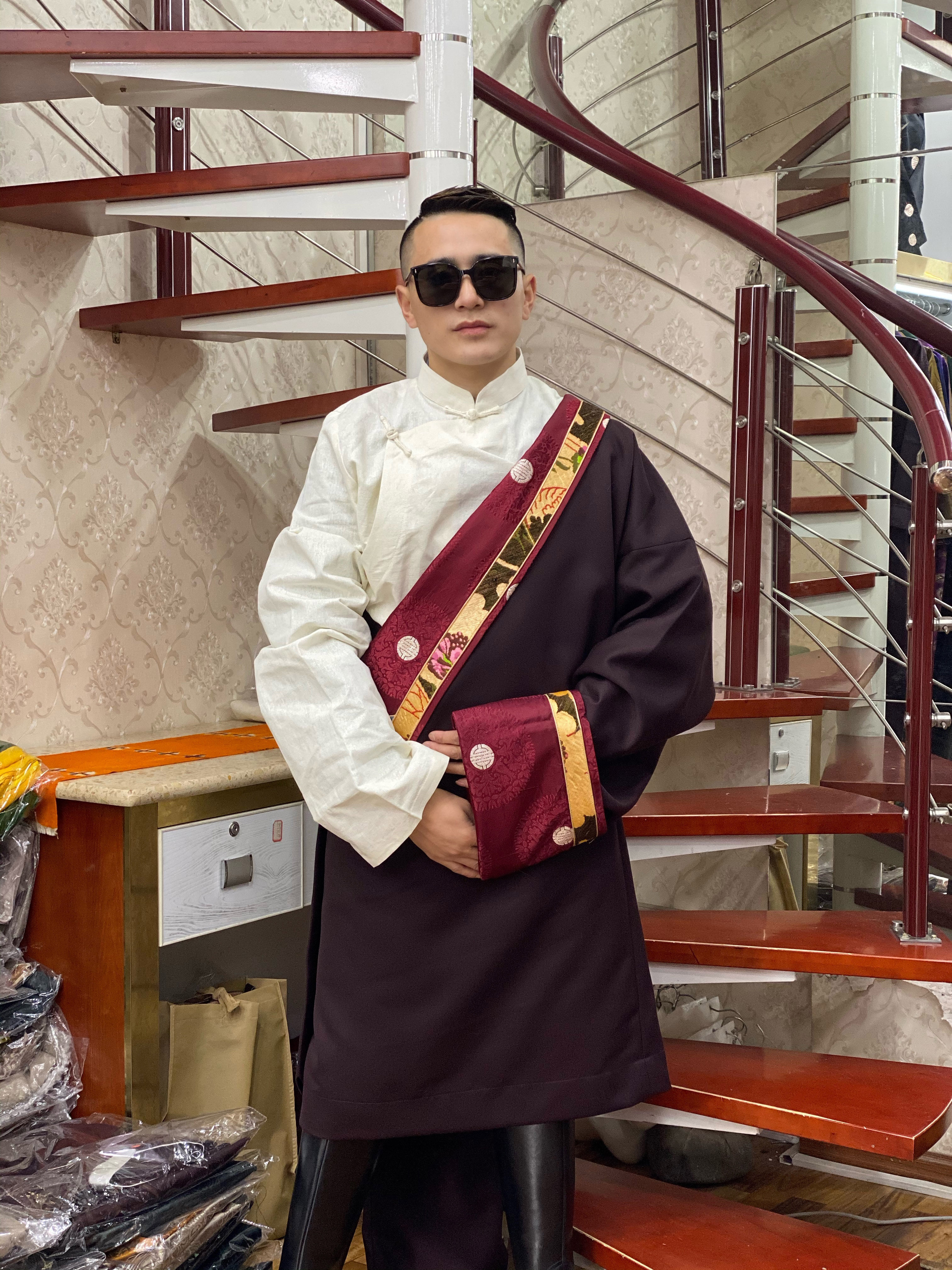 藏式康巴藏族服装男士款春夏秋款短外套莫班藏袍衬衣套装2021年新