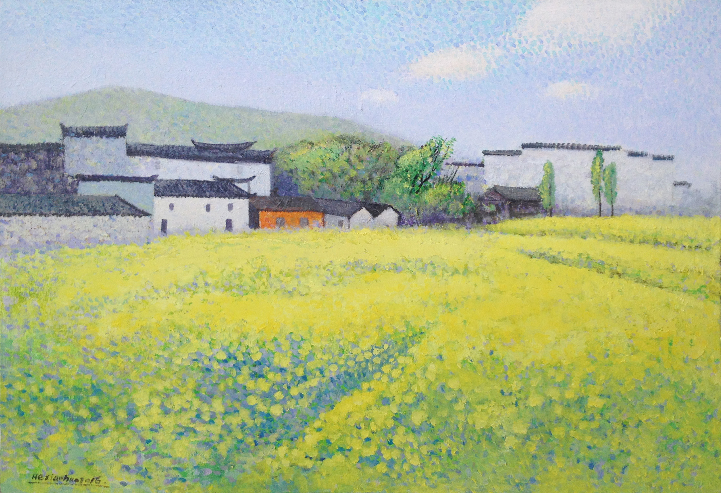 【双十二】中国美院 贺小华《美丽的家乡》 布面油画