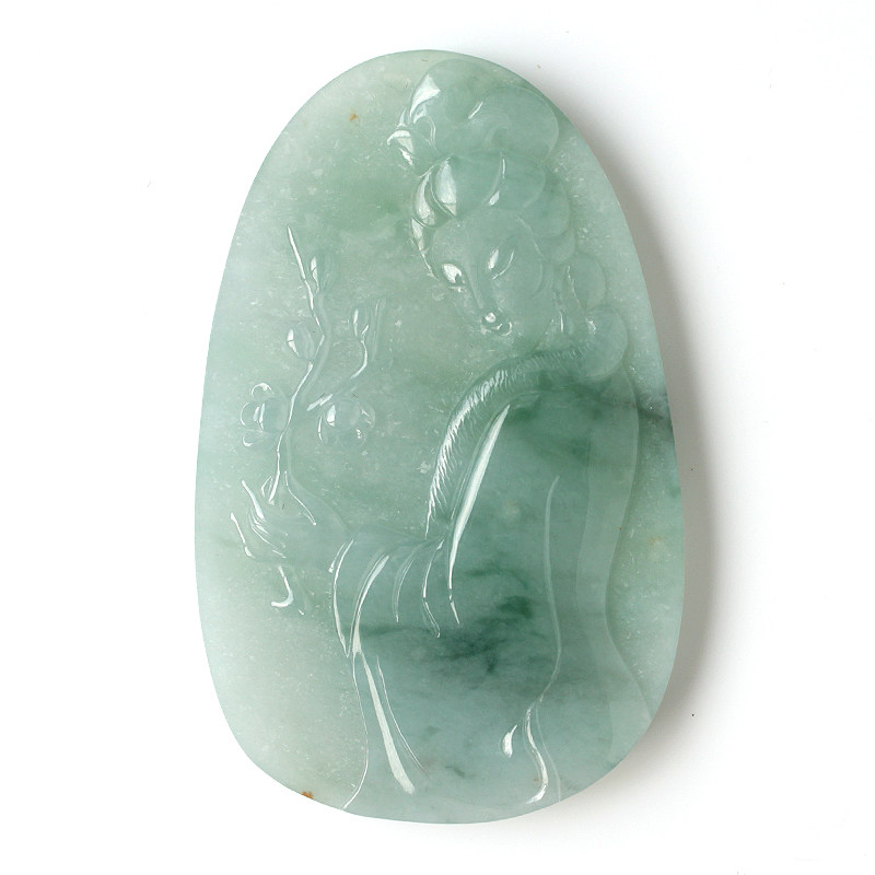 【黛玉葬花】天然a货翡翠油青种挂件 34.93g