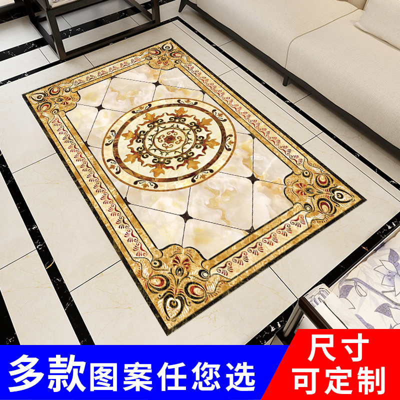 地面装饰 地板贴_欧式地面拼花贴纸走廊过道自粘地贴玄关客厅地板瓷砖