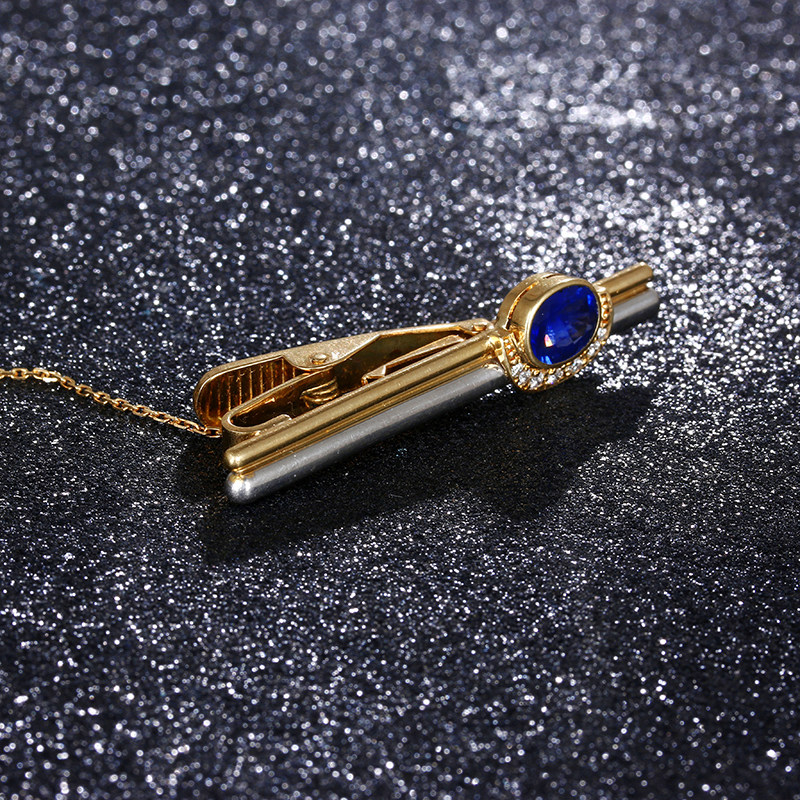 86g天然蓝宝石领带夹 18k金主石2.095ct伴镶钻石 【2593】