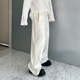 王嘉尔同款裤子韩版小众侧边重工珍珠设计直筒休闲裤高街美式阔腿
