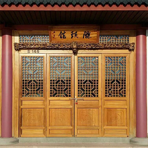 实木仿古门窗梅兰竹菊木雕镂空花格 庭院四联门别墅大门特惠定制