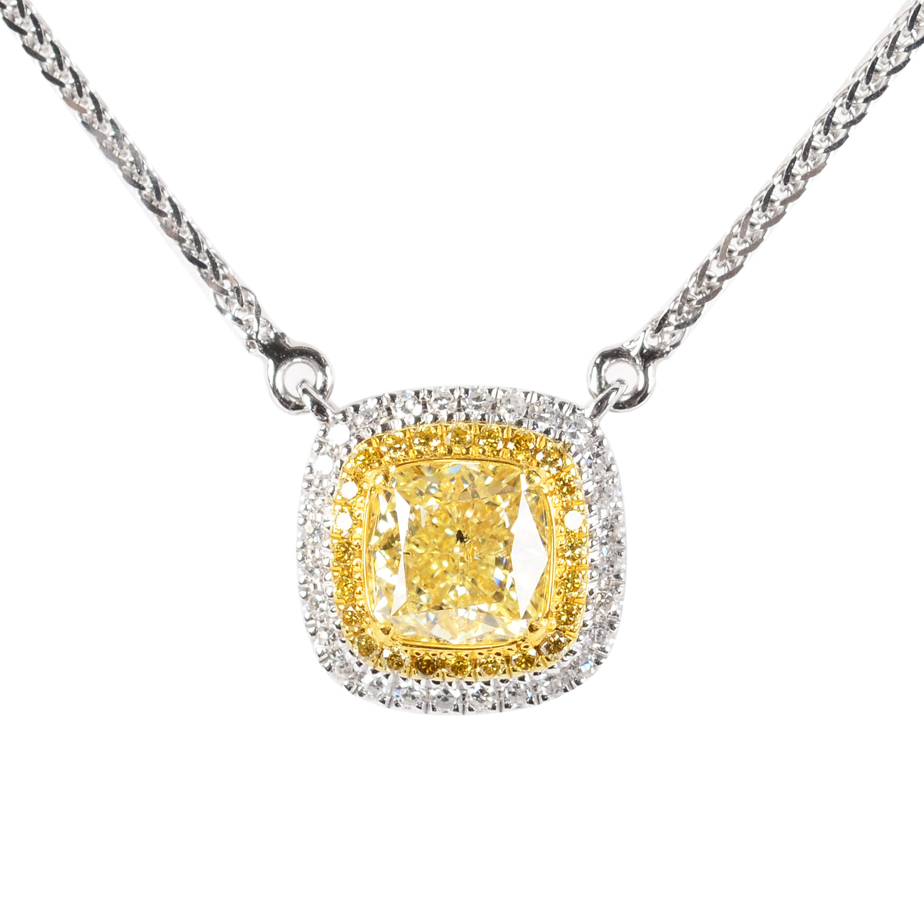 【1/12】1.02克拉 18k金天然黄钻项链 3735*