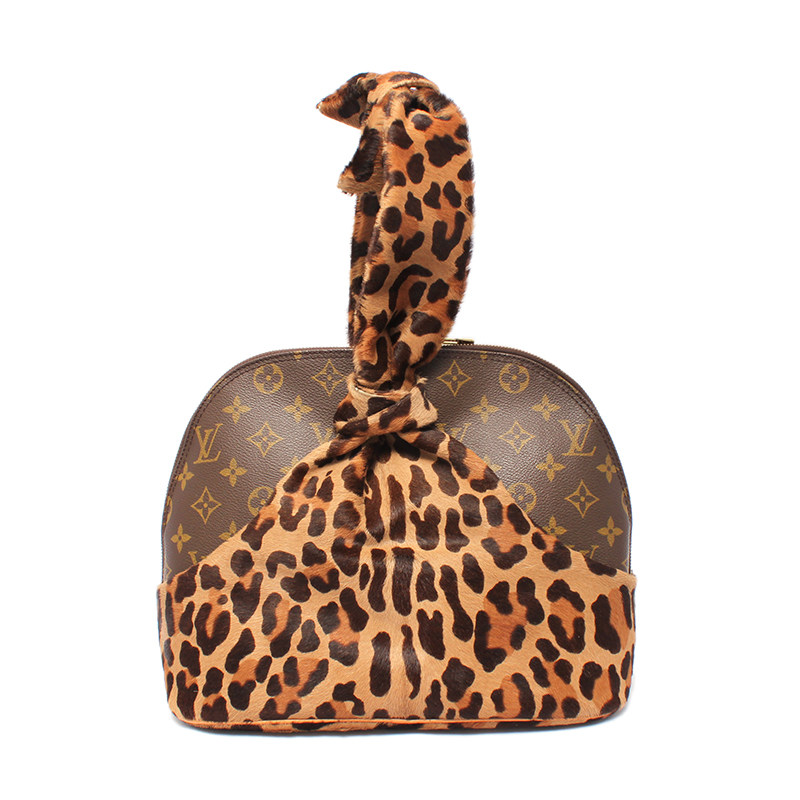 [9.8新]路易威登lv女士老花豹纹全球限量款手提包