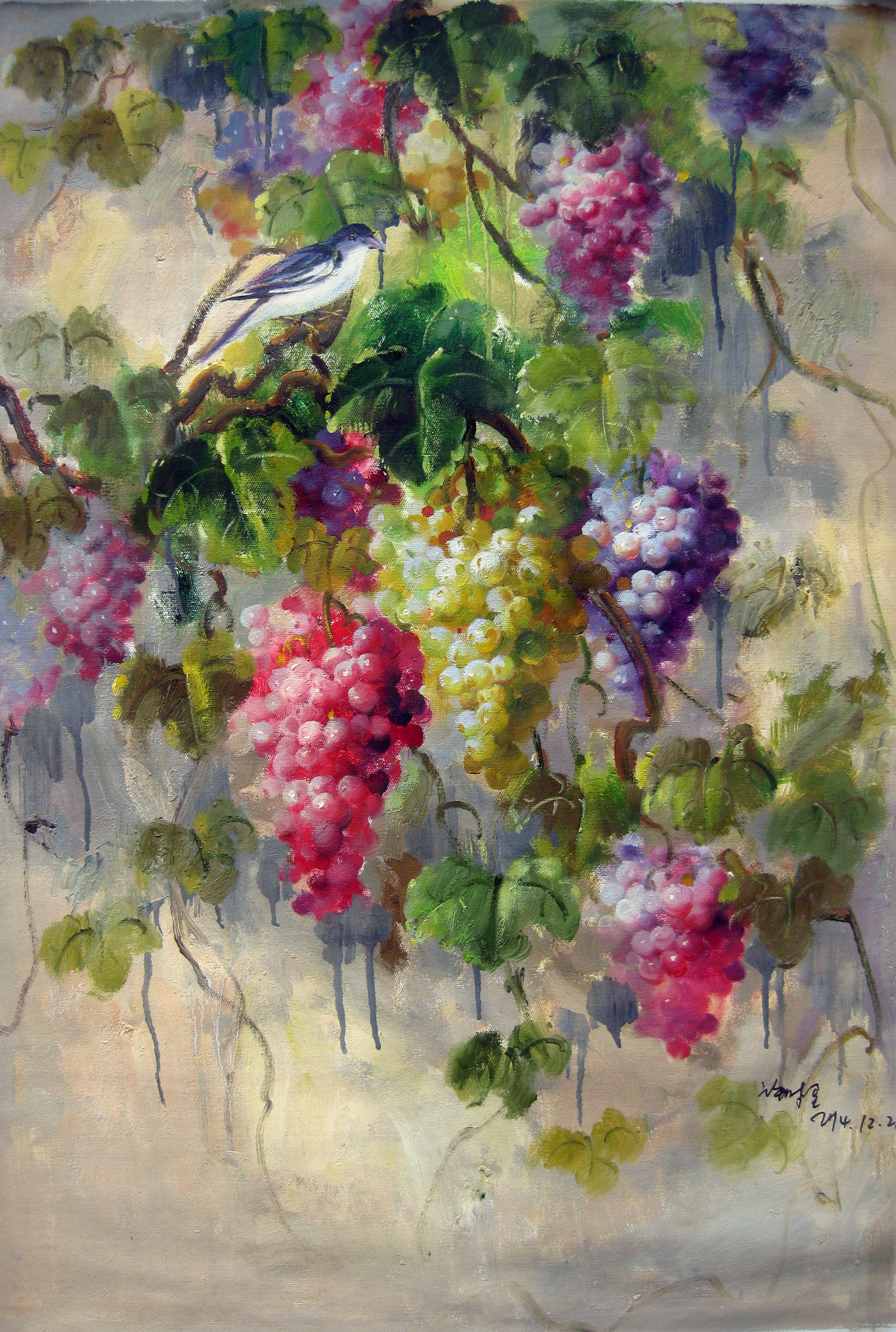 许时垦《葡萄系列二》青年实力派书画家 布面油画