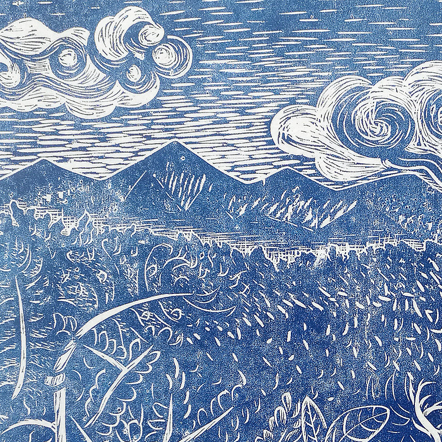 庄伟良《森林里的风景01》纯手工木刻限量签名版画 28/50