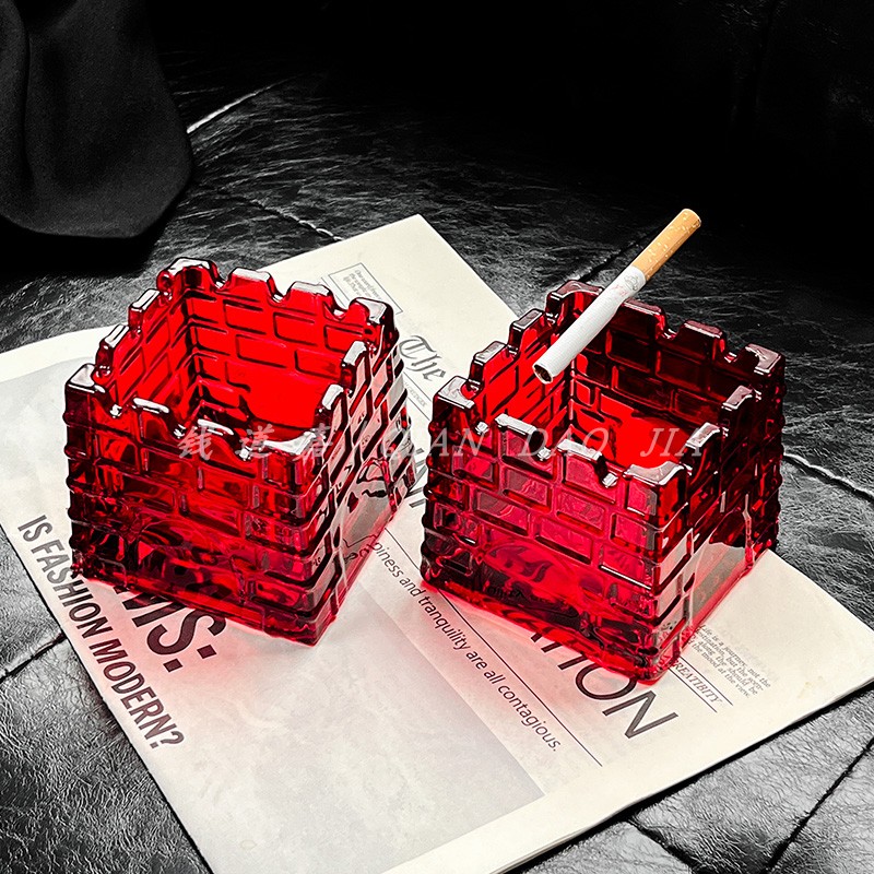 复古红色高级感城堡烟灰缸小众设计家
