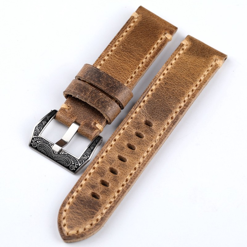 手工真皮表带202122232426mm适配pam111441头层牛皮无夹层