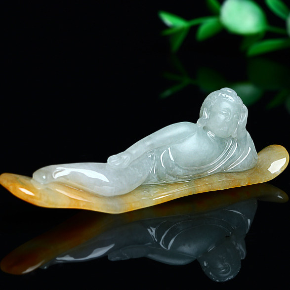 源头好货-四会 寻缘 老坑冰糯种精雕俏色睡佛小摆件 32.50g