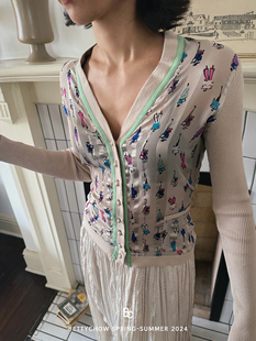 Bettychow 设计师手稿羊毛真丝开衫春夏法式小众气质轻薄上衣外套