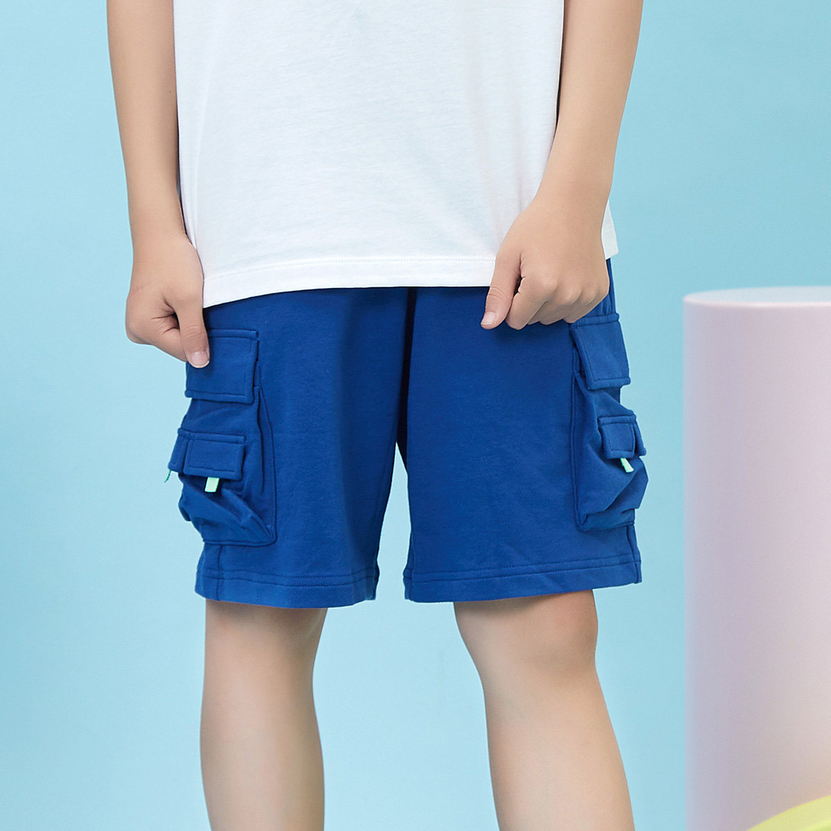 李宁男童装2022夏季中大童棉质透气吸汗儿童运动休闲五分短裤卫裤